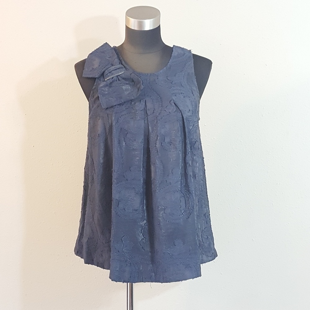 Sugarlips Sleeveless Pleated Navy Top